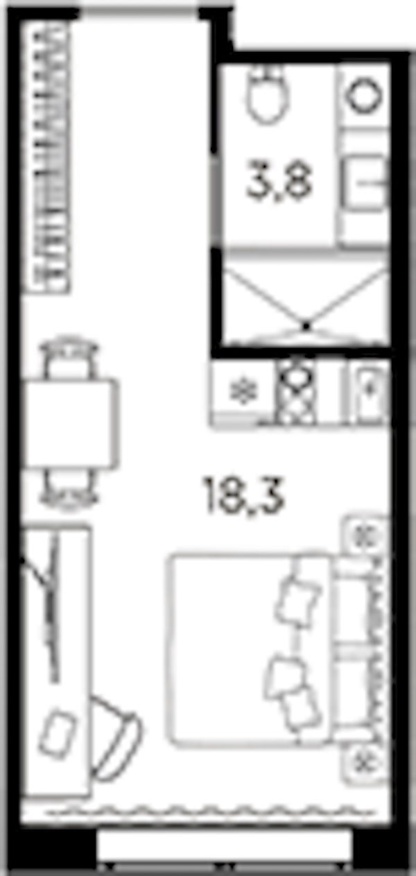 Квартира студия 22.1 м², 5/13 эт., ЖК «AVENIR Industrial»